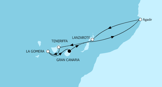 Mein Schiff 1 Route 2024: Kanaren mit Lanzarote