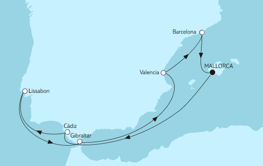 Mein Schiff 2 Route 2022: Mittelmeer mit Cádiz