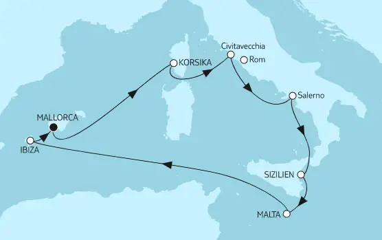 Mein Schiff 2 Route 2022: Mittelmeer mit Salerno