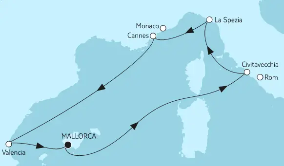 Mein Schiff 2 Route 2022: Mittelmeer mit Valencia