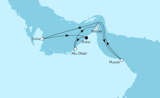 Mein Schiff 2 Route 2024: Dubai mit Oman