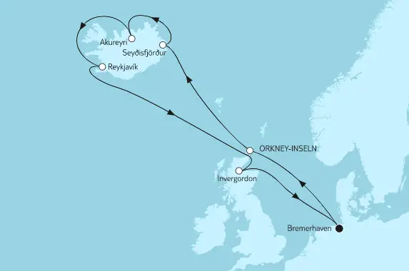 Mein Schiff 3 Route 2022: Island mit Schottland