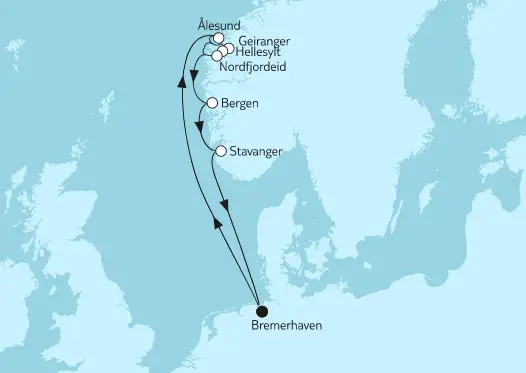 Mein Schiff 3 Route 2022: Norwegen mit Geirangerfjord & Nordfjordeid