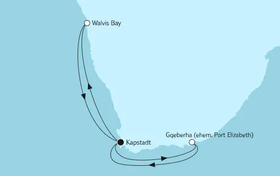 Mein Schiff 3 Route 2022: Südafrika mit Namibia