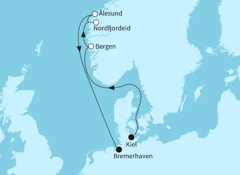 Mein Schiff 3 Route 2024: Norwegen mit Bergen