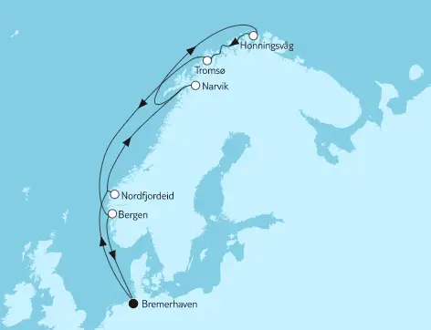 Mein Schiff 3 Route 2024: Norwegen mit Nordkap & Tromso
