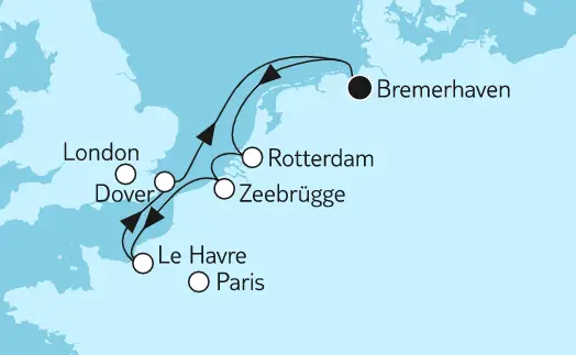 Mein Schiff 3 Route 2024: Westeuropa mit Rotterdam