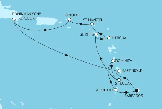 Mein Schiff 4 Route 2024: Karibische Inseln