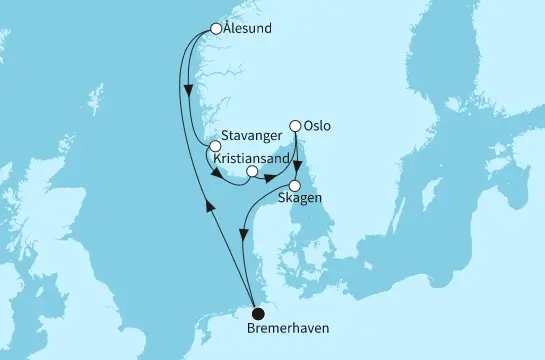 Mein Schiff 4 Route 2024: Norwegen mit Stavanger