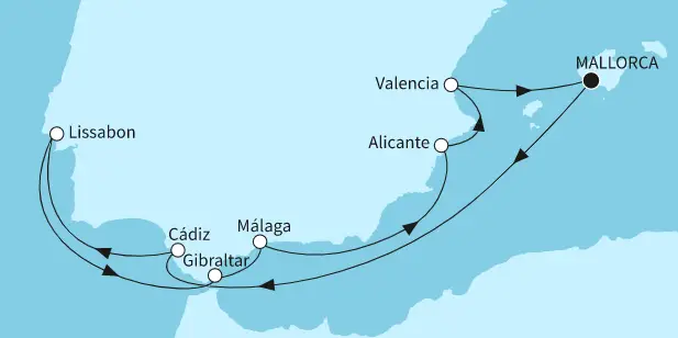 Mein Schiff 4 Route 2024: Westliches Mittelmeer mit Lissabon