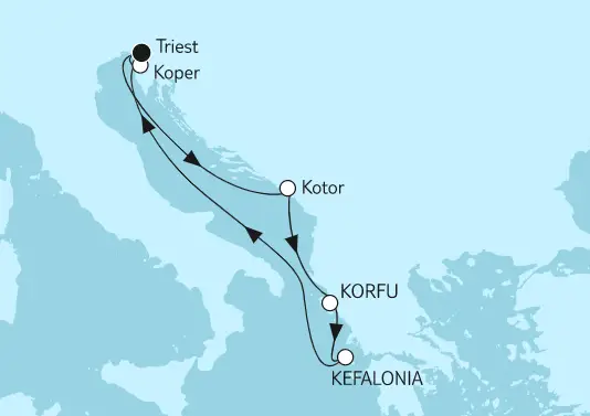 Mein Schiff 5 Route 2022: Adria mit Korfu