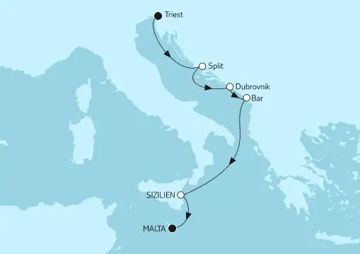 Mein Schiff 5 Route 2022: Adria mit Sizilien