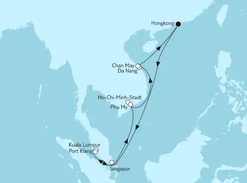 Mein Schiff 5 Route 2022: Asien mit Singapur