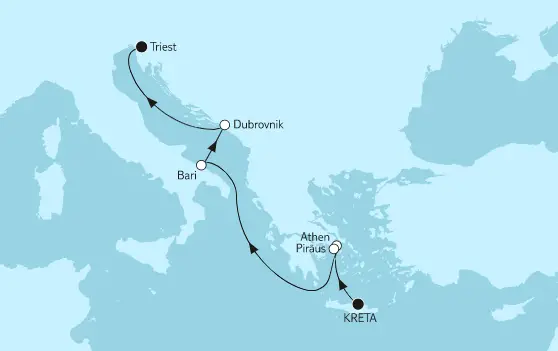 Mein Schiff 5 Route 2022: Griechenland mit Dubrovnik