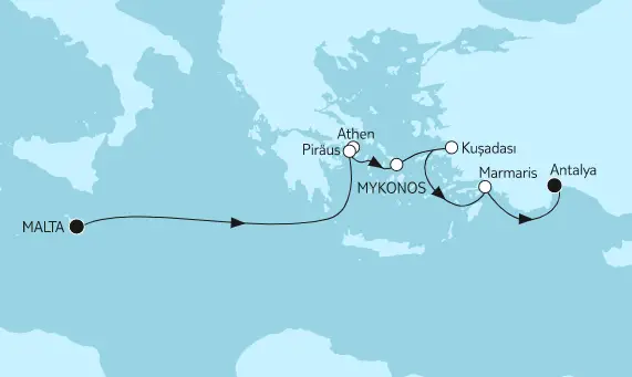 Mein Schiff 5 Route 2022: Östliches Mittelmeer mit Griechenland