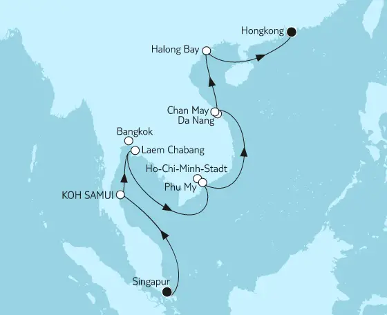 Mein Schiff 5 Route 2022: Vietnam mit Hongkong