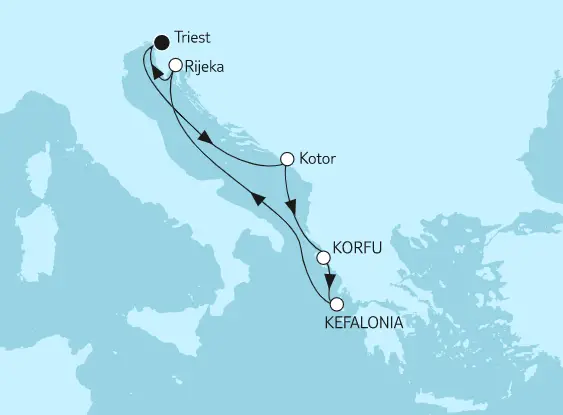 Mein Schiff 5 Route 2023: Adria mit Korfu