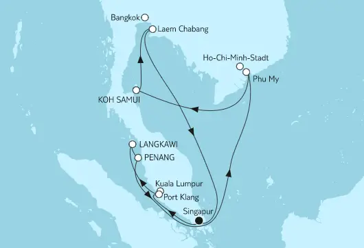 Mein Schiff 5 Route 2023: Asien mit Singapur