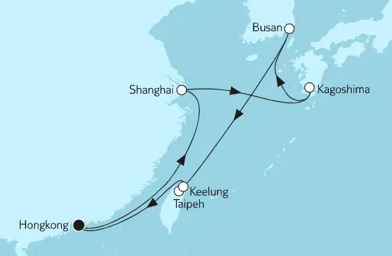 Mein Schiff 5 Route 2023: Hongkong mit Japan
