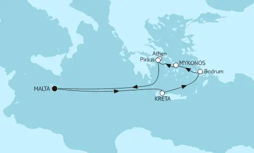 Mein Schiff 5 Route 2023: Östliches Mittelmeer mit Kreta