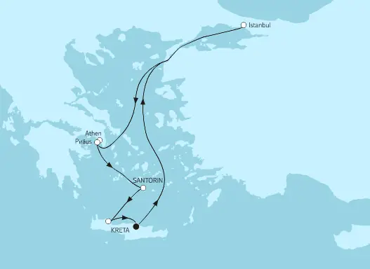 Mein Schiff 5 Route 2023: Östliches Mittelmeer mit Piräus