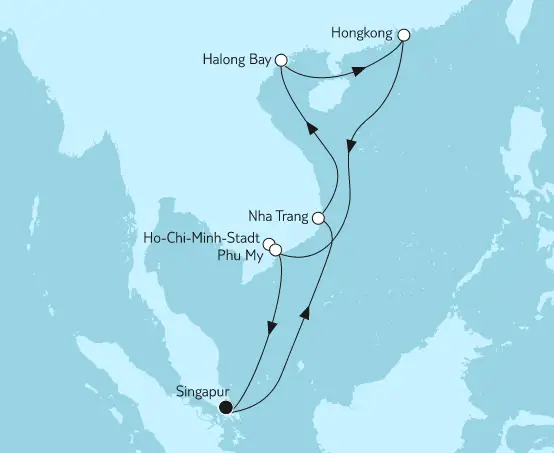Mein Schiff 5 Route 2023: Vietnam mit Hongkong