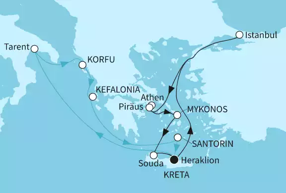 14 Nächte - Östliches Mittelmeer mit Kreta & Korfu