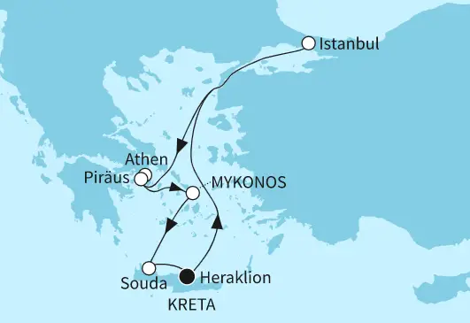 Mein Schiff 5 Route 2024: Östliches Mittelmeer mit Kreta