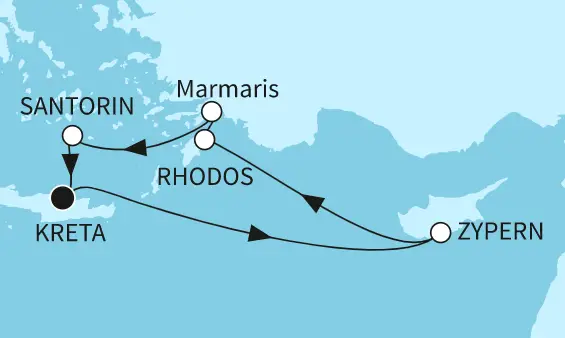 Mein Schiff 5 Route 2024: Östliches Mittelmeer mit Rhodos