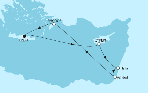 Mein Schiff 5 Route 2024: Östliches Mittelmeer mit Zypern