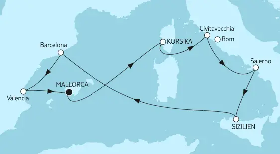 Mein Schiff 6 Route 2022: Mittelmeer mit Sizilien