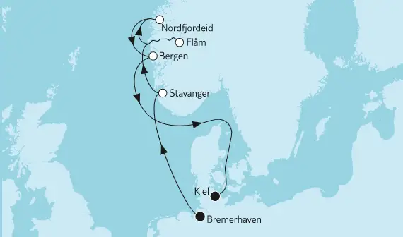 Mein Schiff 6 Route 2022: Norwegen mit Flåm