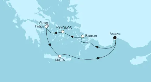 Mein Schiff 6 Route 2022: Östliches Mittelmeer mit Kreta