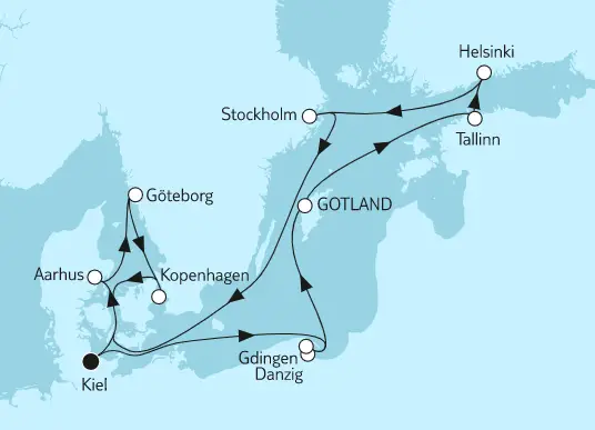 Mein Schiff 6 Route 2022: Ostsee mit Helsinki & Gotland
