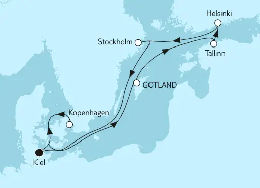 Mein Schiff 6 Route 2022: Ostsee mit Helsinki