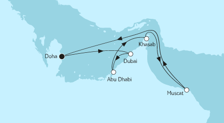Mein Schiff 6 Route 2023: Doha mit Oman