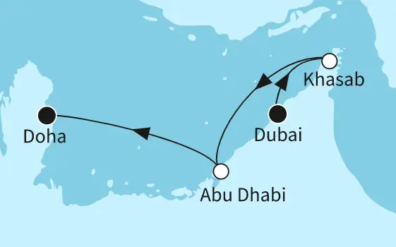 Mein Schiff 6 Route 2023: Dubai mit Abu Dhabi