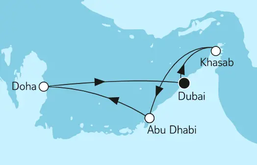 Mein Schiff 6 Route 2023: Dubai mit Katar 2