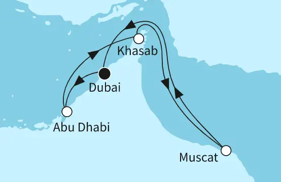 Mein Schiff 6 Route 2023: Dubai mit Oman