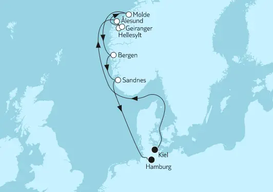 Mein Schiff 6 Route 2023: Norwegen mit Ålesund