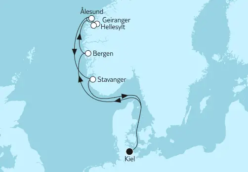 Mein Schiff 6 Route 2023: Norwegen mit Geirangerfjord