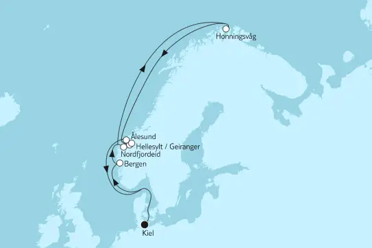 Mein Schiff 6 Route 2023: Norwegen mit Nordkap & Ålesund