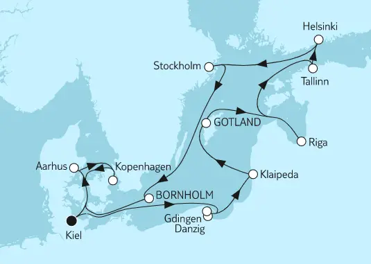 Mein Schiff 6 Route 2023: Ostsee mit Helsinki
