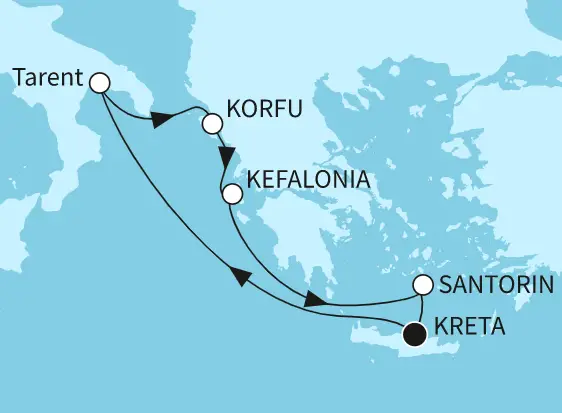 Mein Schiff 6 Route 2024: Östliches Mittelmeer mit Korfu
