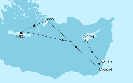 Mein Schiff 6 Route 2024: Östliches Mittelmeer mit Zypern