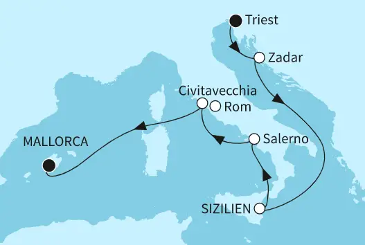 Mein Schiff 6 Route 2024: Triest nach Mallorca 2