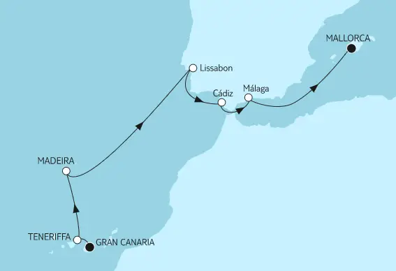 Mein Schiff Herz Route 2022: Gran Canaria bis Mallorca