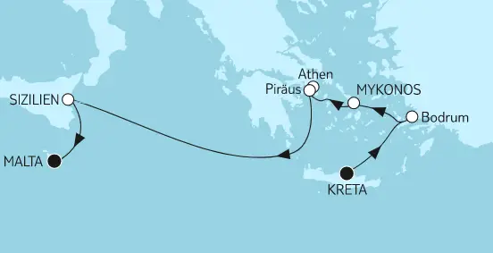 Mein Schiff Herz Route 2022: Kreta bis Malta