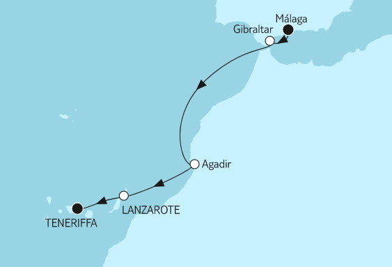 Mein Schiff Herz Route 2022: Málaga bis Teneriffa