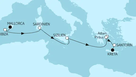 Mein Schiff Herz Route 2022: Mallorca bis Kreta
